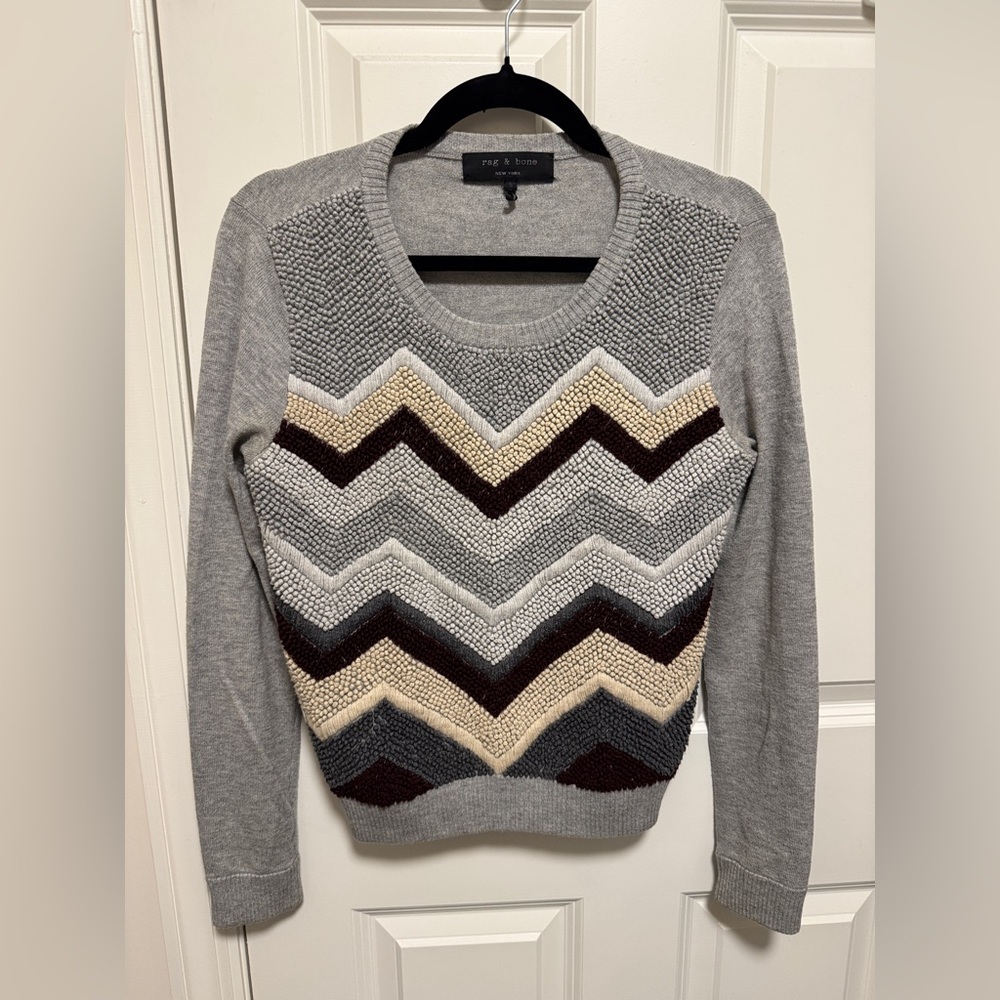 Rag & Bone Multicolor Chevron Crew Neck Sweater